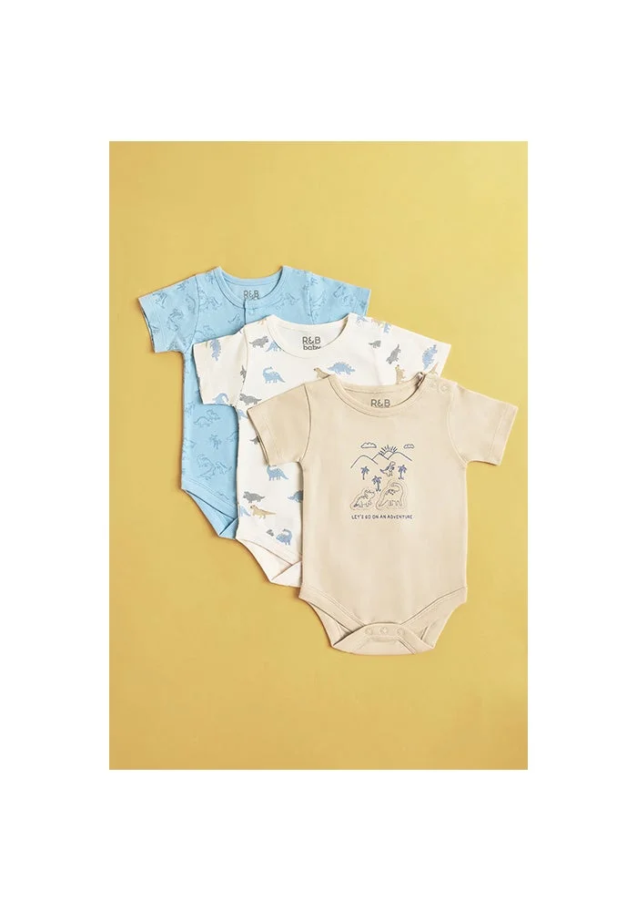 R&b 3 Pack Printed Bodysuits with Short Sleeves