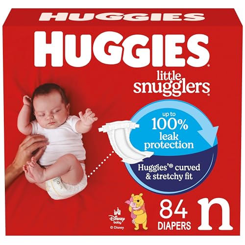 Huggies Size Newborn Diapers, Little Snugglers Baby Diapers, Size Newborn (up to 10 lbs), 84 Count, Packaging May Vary - Image 1