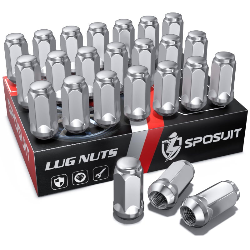 Sposuit M14x15 Lug Nuts Replacement for 19992024 Chevy Silverado 1500 20092024 Traverse 20152024 Colorado 20012024 Tahoe 20072013 Avalanche Closed End Chrome Lug Nut24 Pcs