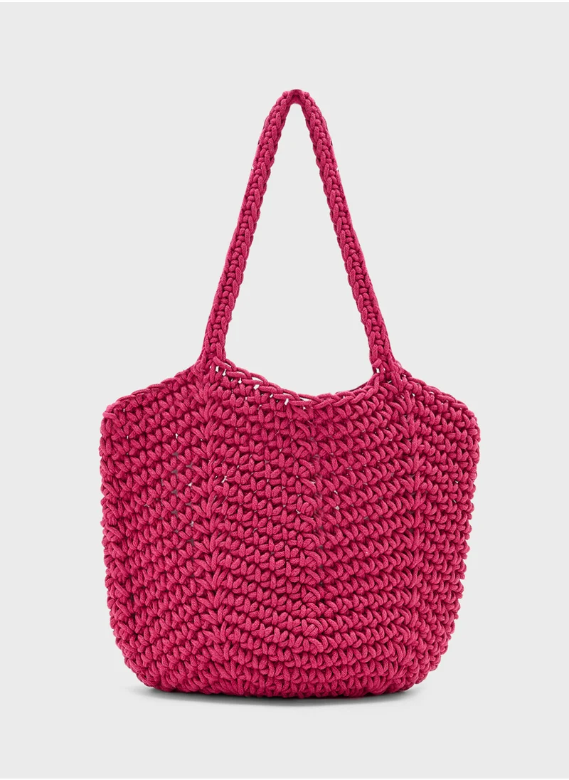 Ginger Woven Crochet Shopper Bag