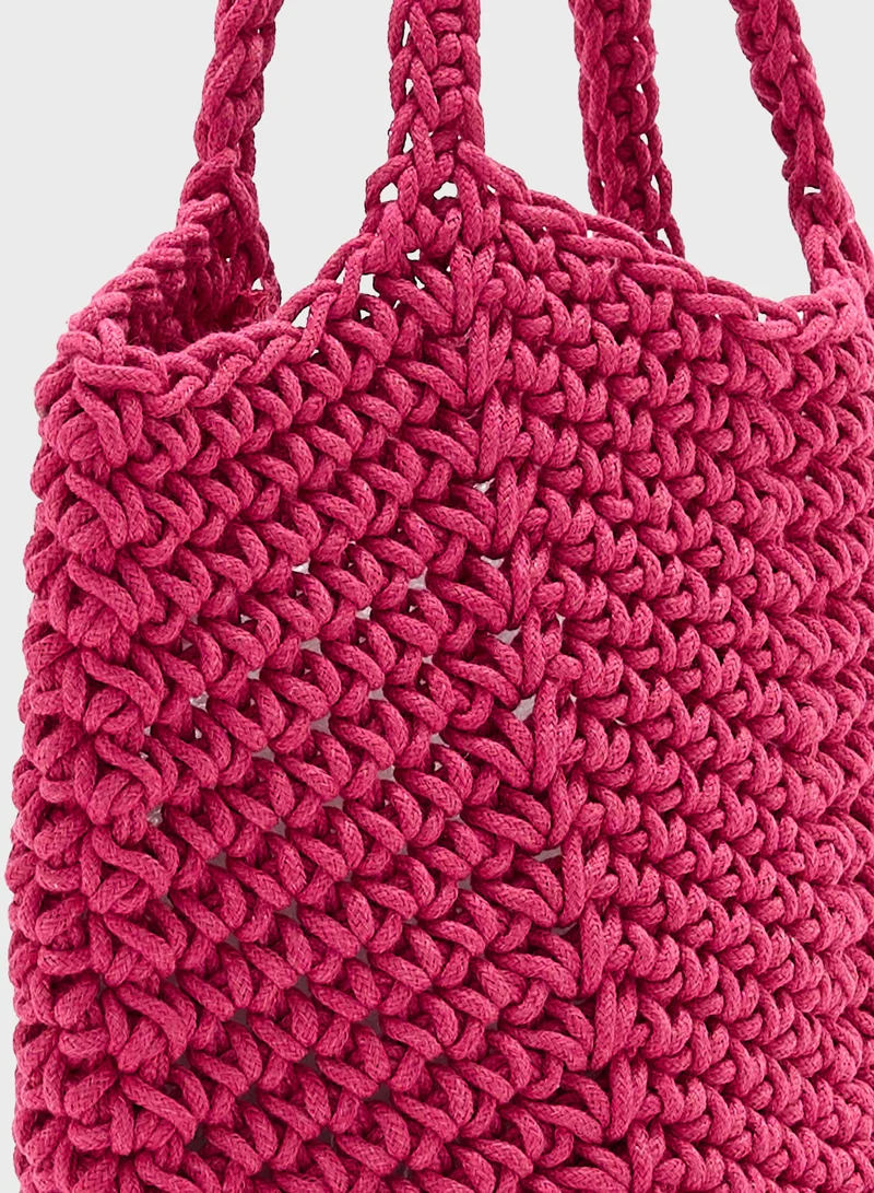 Ginger Woven Crochet Shopper Bag