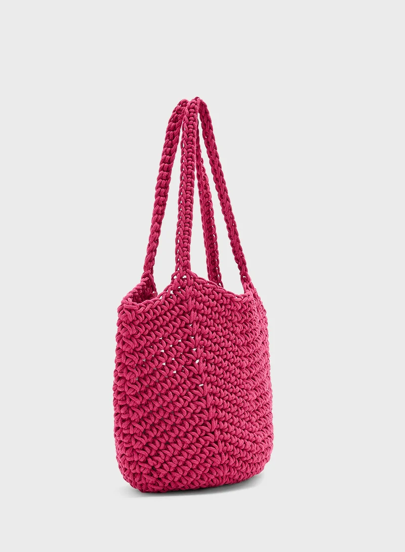 Ginger Woven Crochet Shopper Bag
