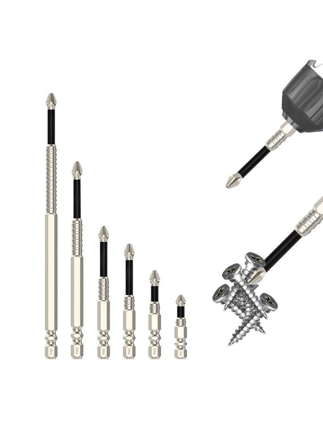 spa luxetique 6Pc High Magnetic Screwdriver Drill Bit Set,Strong Magnetic Durability Screwdriver Drill Bit Set,Universal Anti-Slip Magnetic Electric Screwdriver Set,Magnetic bit, 50 65 70 75 90 100 120 mm  - Image 1