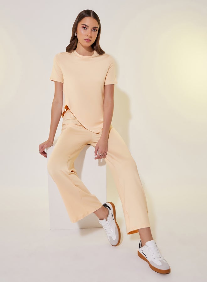 Take Two Asymmetrical Hem Short Sleeve T-Shirt and Pants Co-Ords  - Image 1