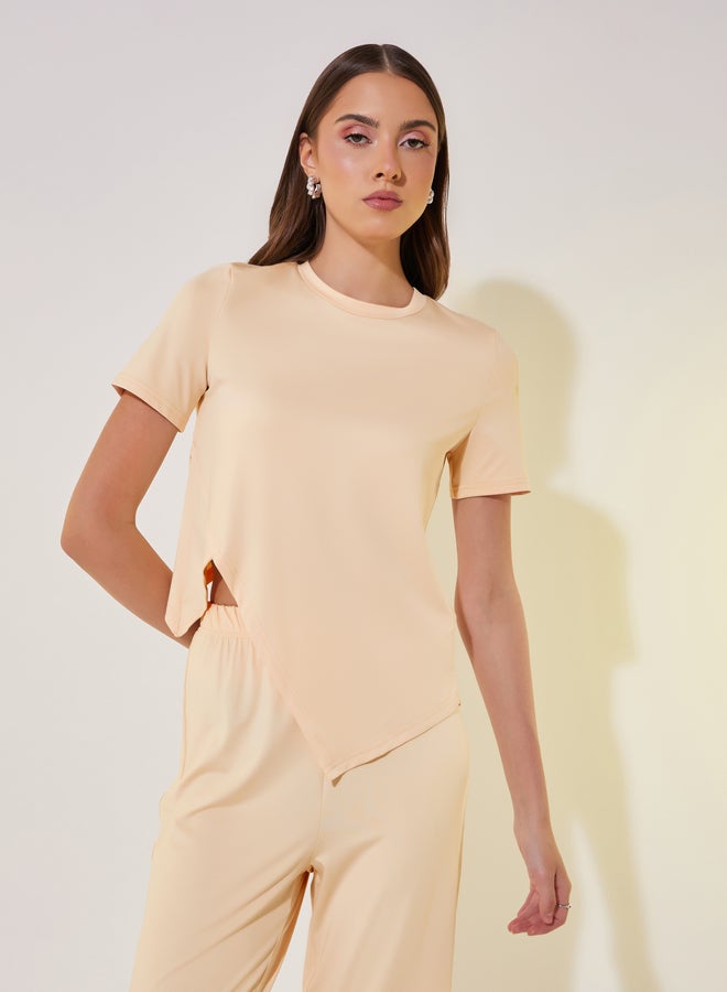 Take Two Asymmetrical Hem Short Sleeve T-Shirt and Pants Co-Ords  - Image 3