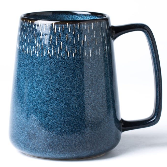 24 OZ EXTRA LARGE CERAMIC COFFEE MUG JUMBO COFFEE MUGS BIG TEA CUPS WITH A LARGE HANDLE FOR OFFICE AND HOME MICROWAVE AND DISHWASHER SAFE 24 OZ STAR BLUE
