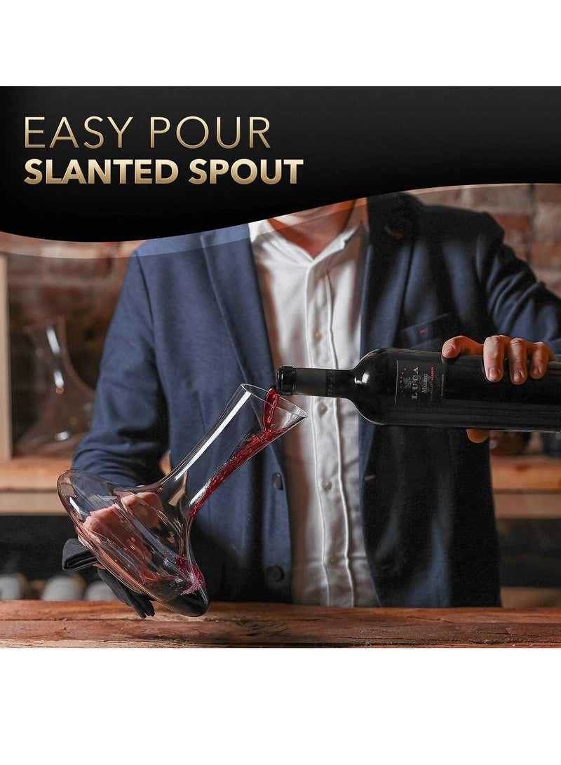 مراسم تقديم النبيذ، إبريق كريستال من دون رصاص مصوغ يدويًا، سعة كبيرة 1800 مل، مُهوٍّ هوائي أحمر، مجموعة أباريق زجاجية - Image 4