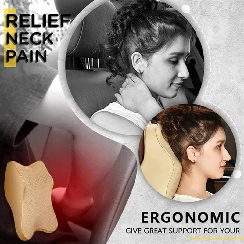 Fabbay Car Seat Headrest Neck Rest Cushion, Car Seat Pillow 100% Pure Memory Foam with Breathable Removable Cover, Comfortable Ergonomic & NeckPain Relief - Image 4