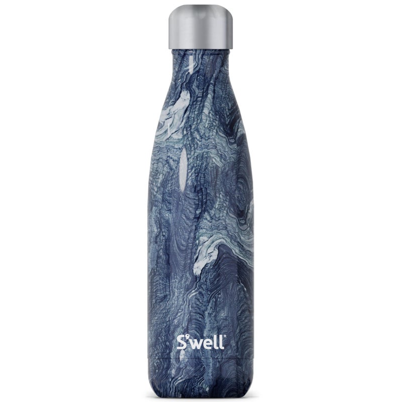 S'well Swell Stainless Steel Water Bottle 17oz Azurite Marble Triple Layered Vacuum Insulated Containers Keeps Drinks Cold for 36 Hours and Hot for 18 BPA Free Perfect for On the Go 