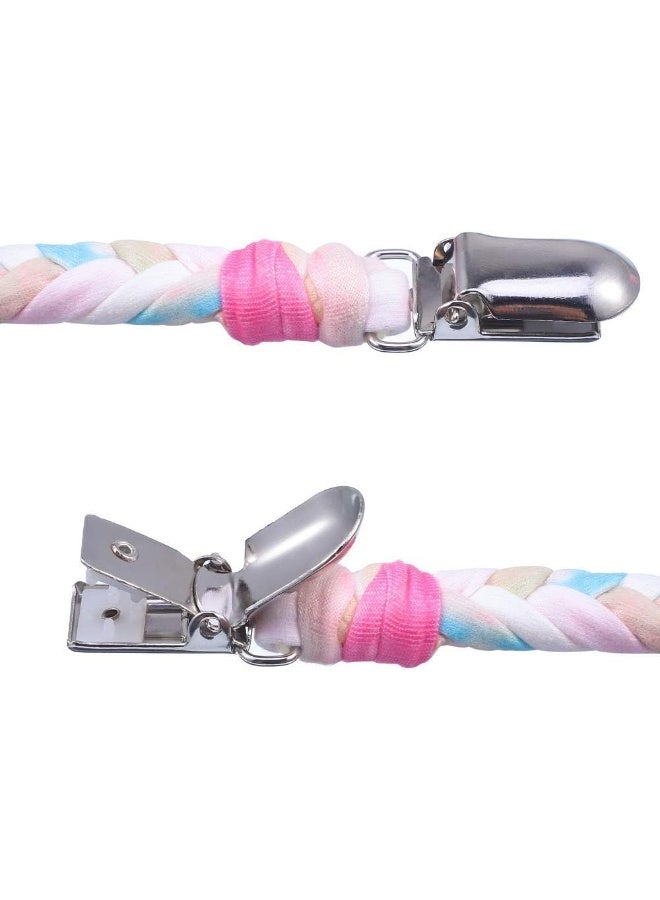 ONWON أونون 4 قطع مشابك المصاصة للأطفال الأولاد والبنات حامل مصاصة عالمي مصنوعة يدويًا حبل مضفر لتهدئة جميع المصاصات وبيبيات التسنين - Image 4