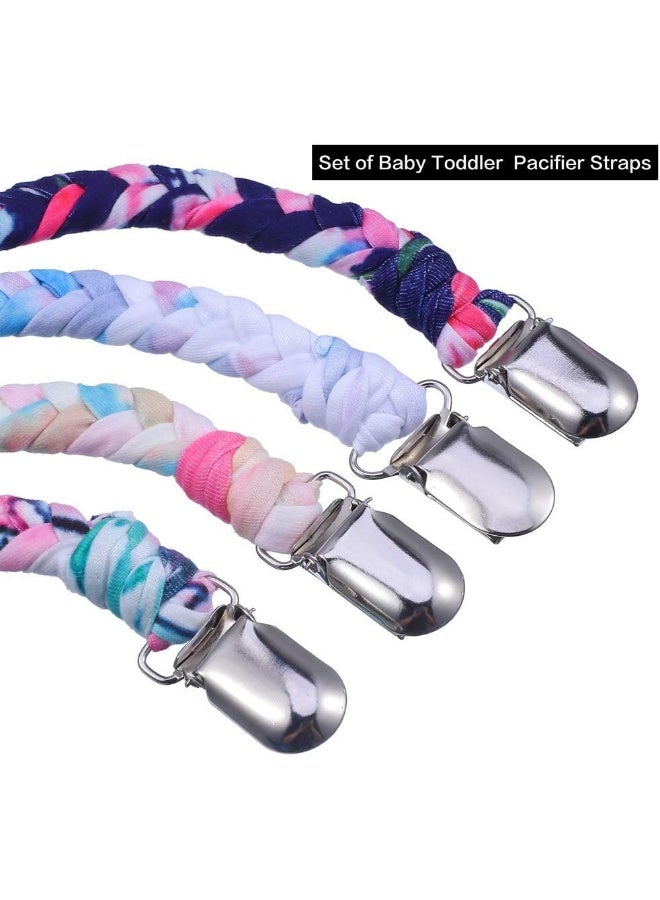 ONWON أونون 4 قطع مشابك المصاصة للأطفال الأولاد والبنات حامل مصاصة عالمي مصنوعة يدويًا حبل مضفر لتهدئة جميع المصاصات وبيبيات التسنين - Image 2