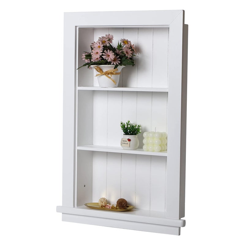 Houseables Recessed Wall Niche Recessed Cabinet In Wall Medicine Cabinet Bathroom Niche Insert for Drywall Between Studs Shelf Replacement Without No Mirror Open Recess Wood 14x24 ID 17x27 OD 