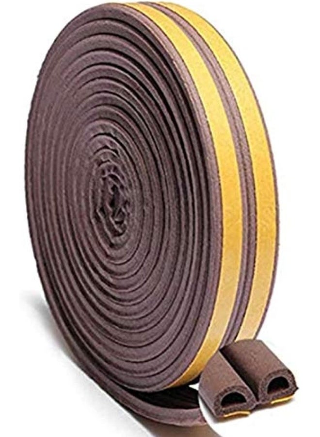Poaker Weather Rubber Seal Weather Strip Foam Tape 6 Meter - Epdm Foam Seal, Door Window Anti-Collision Self-Adhesive Rubber High Strength Tape System, Soundproofing Draft Stopper (Brown, D Shape) - Image 4