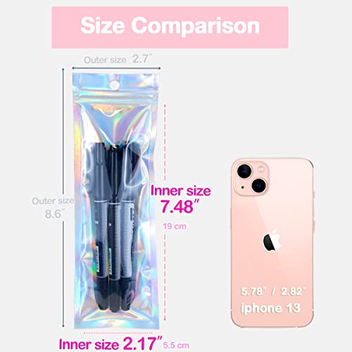 Trunple Resealable Foil Pouch Bag [100 PCS ] Great for Party Favor Food Storage (Holographic Color, 2.7 x 8.6 Inch) - Image 2