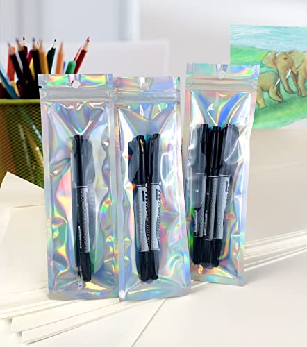 Trunple Resealable Foil Pouch Bag [100 PCS ] Great for Party Favor Food Storage (Holographic Color, 2.7 x 8.6 Inch) - Image 3