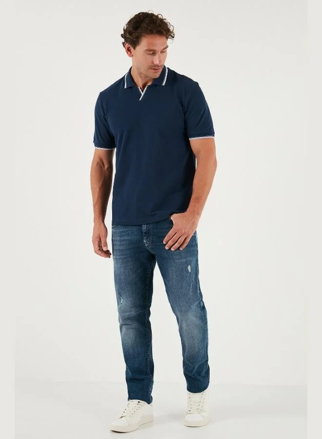 Buratti  Buratti Cotton Regular Fit Stripe Detailed Polo Collar T Shirt Men's POLO COLLAR T SHIRT 5902964 for Men | Best Price UAE