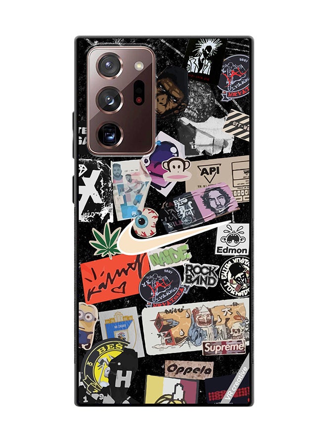 VR CREATIVE غطاء حماية لهاتف سامسونج جالكسي نوت20 ألترا 5G بتصميم ملصقات نايك متعدد الألوان - Image 1