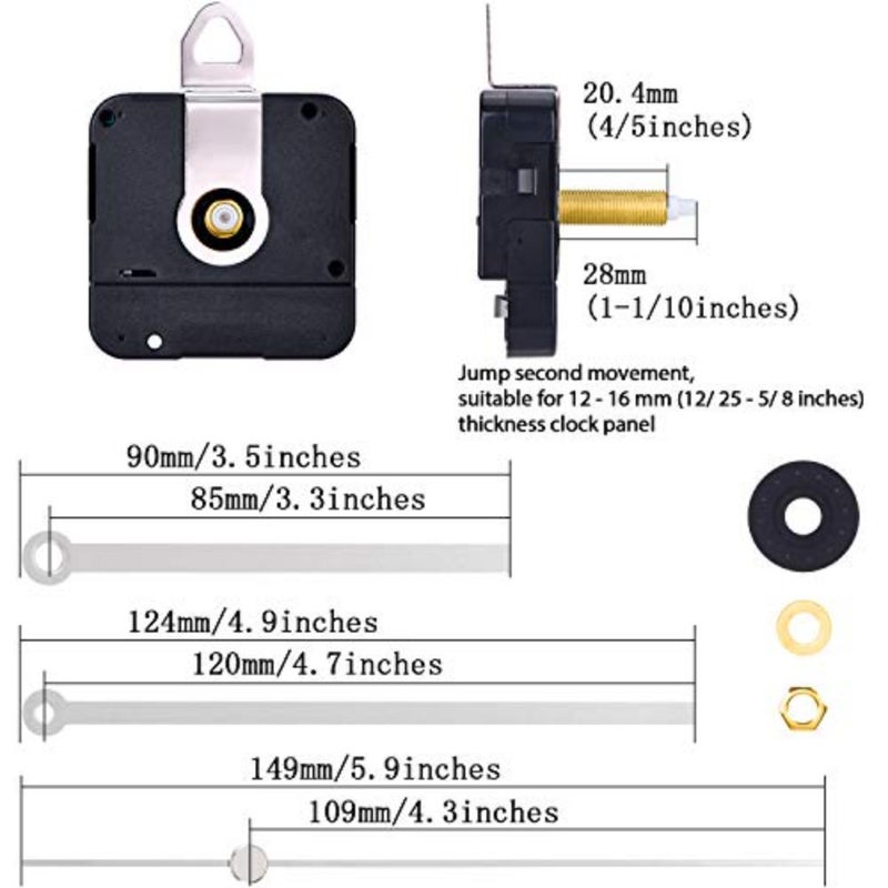 28 mm Long Shaft Quartz Clock Movement Clock Parts Repair Kit - Image 2