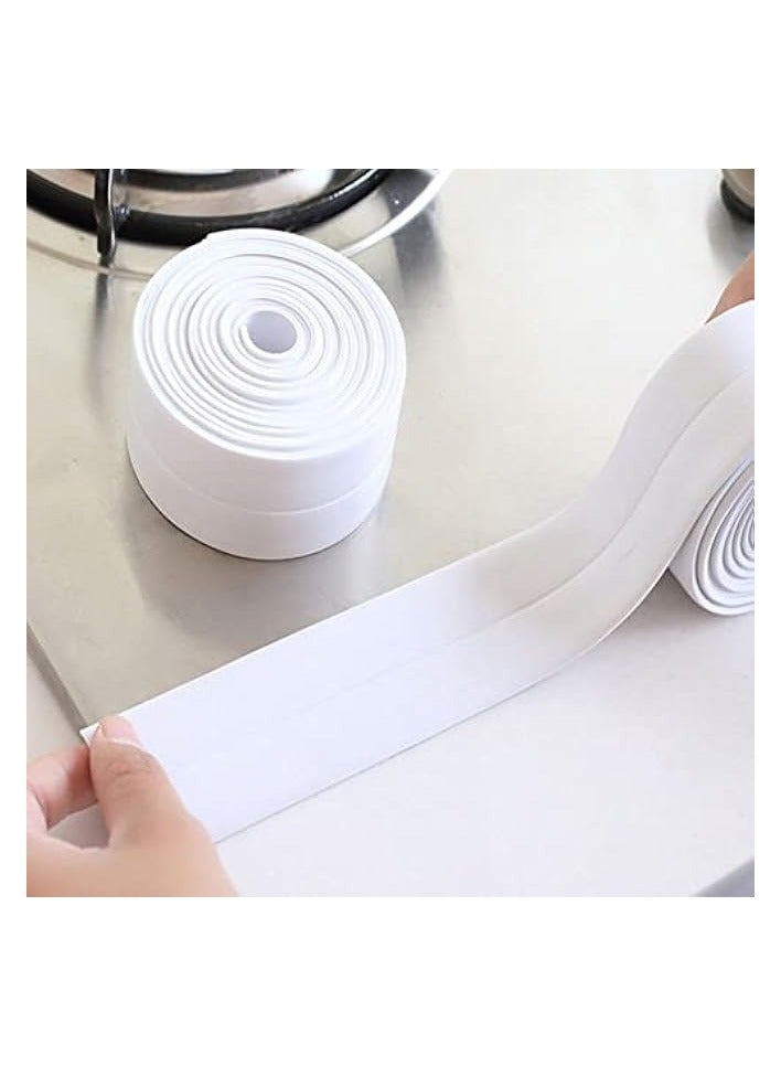 erorex 2pcs Tub and Wall Caulk Strip,Kitchen Caulk Tape,Corner Joints Moisture-proof and Mildew-proof Protection Stickers Anti-collision Strips(3.8 cm X 3.2 Meters) / PC,White - Image 3