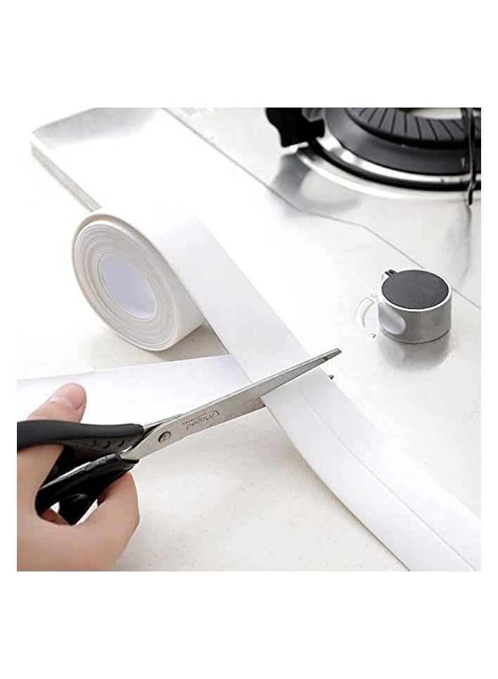 erorex 2pcs Tub and Wall Caulk Strip,Kitchen Caulk Tape,Corner Joints Moisture-proof and Mildew-proof Protection Stickers Anti-collision Strips(3.8 cm X 3.2 Meters) / PC,White - Image 4