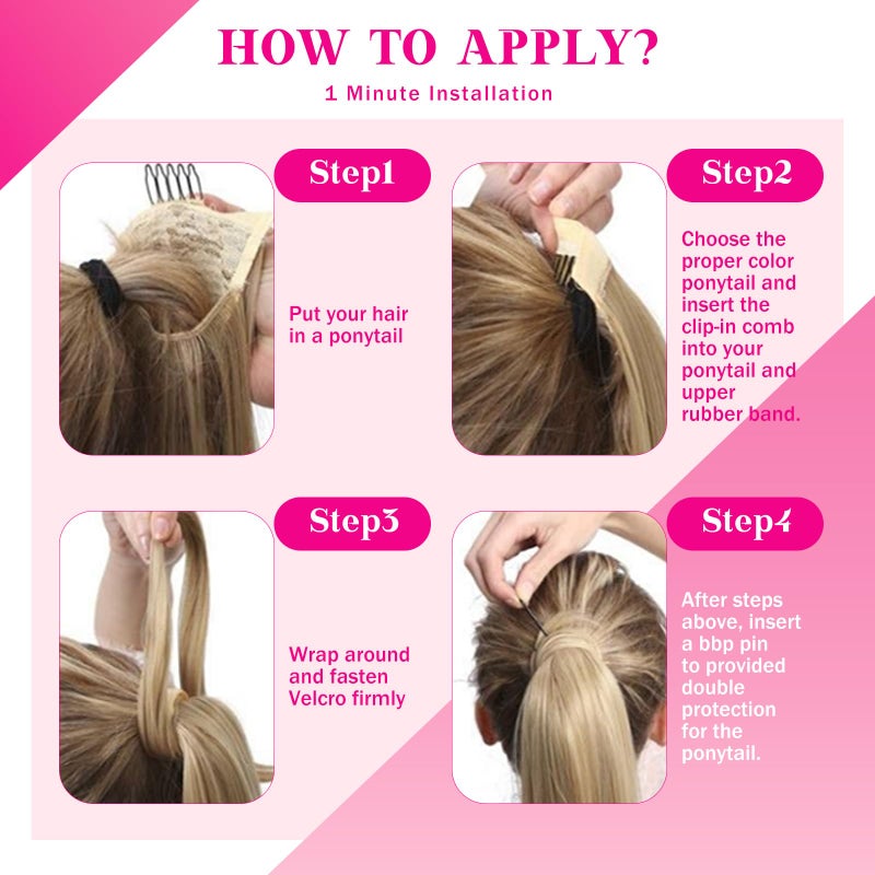 Ve Sunny Hair Extensions Ponytail Real Human Hair 80g Wrap Around Clip in Ponytail Hair Extensions Straight Extensions Human Hair for Women Dark Brown Balayage Chestnut Brown 14 Inch - Image 5