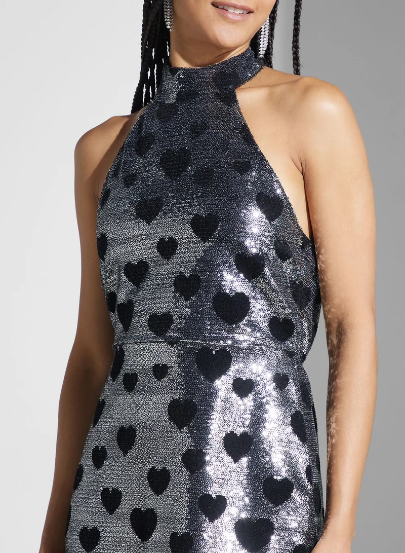 Miss Selfridge Sequin Heart Mini Dress