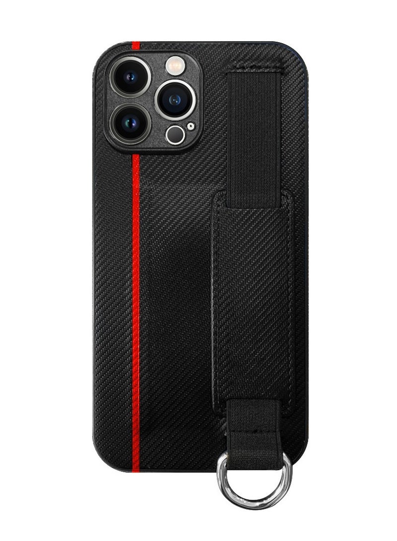 CATANES iPhone 13 Pro Case Cover with Hand Strap Finger Grip Loop and Card Holder Slot Black  - Image 1