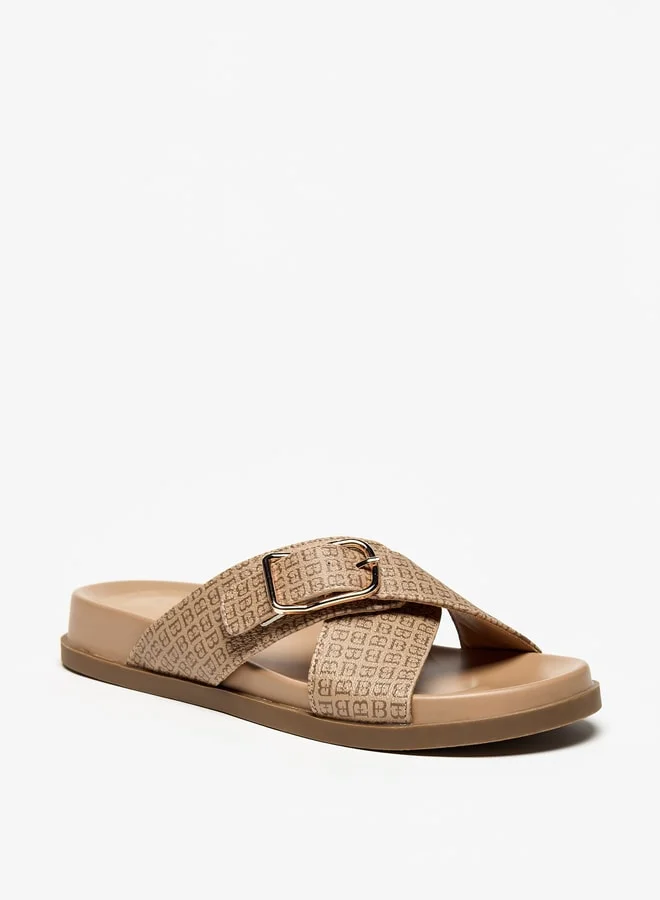 Flora Bella By Shoexpress Womens Buckle Detail Slip-On Flat Sandals