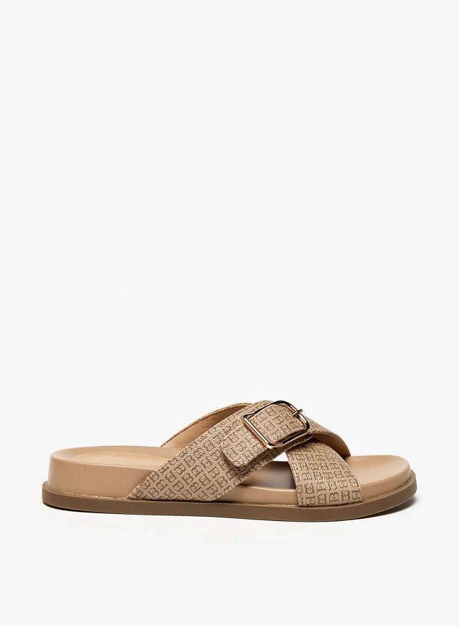 Flora Bella By Shoexpress Womens Buckle Detail Slip-On Flat Sandals