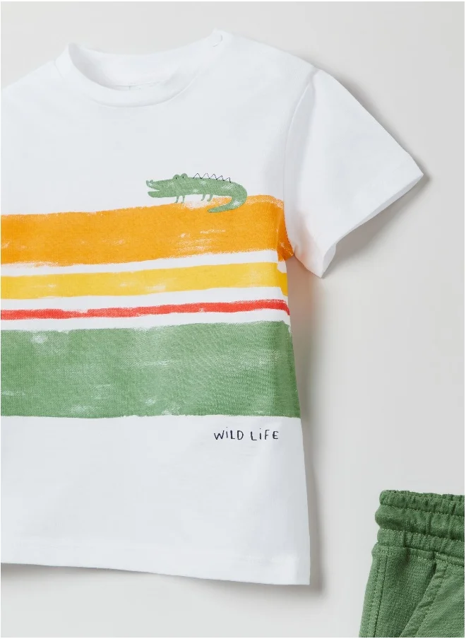 Ovs T-shirt and shorts jogging set with print