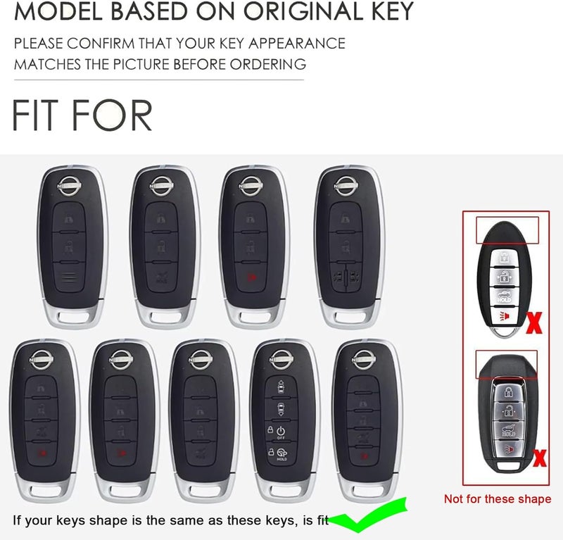ontto Metal Leather Car Key Fob Cover for Nissan Ariya Qashqai X-Trail Juke Teana 2023 2024 - Image 2