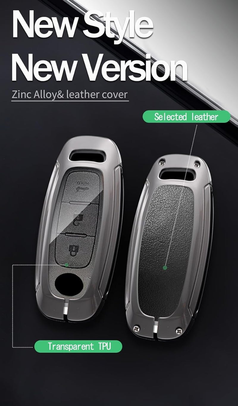 ontto Metal Leather Car Key Fob Cover for Nissan Ariya Qashqai X-Trail Juke Teana 2023 2024 - Image 3