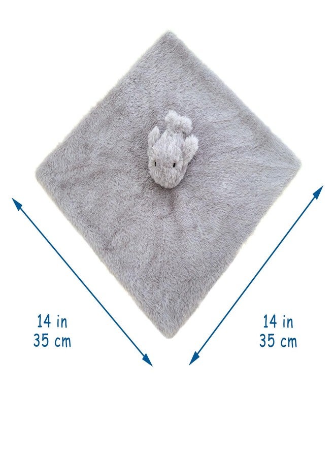 Doindute Baby Gray Whale Soft Stuffed Animal Security Blanket, Plush Whale Character Lovey Blanket, Baby Shower/Nursery Gift, Newborn Infant Toddler Snuggle Blankie for Girls Boys, 14 Inches - Image 2