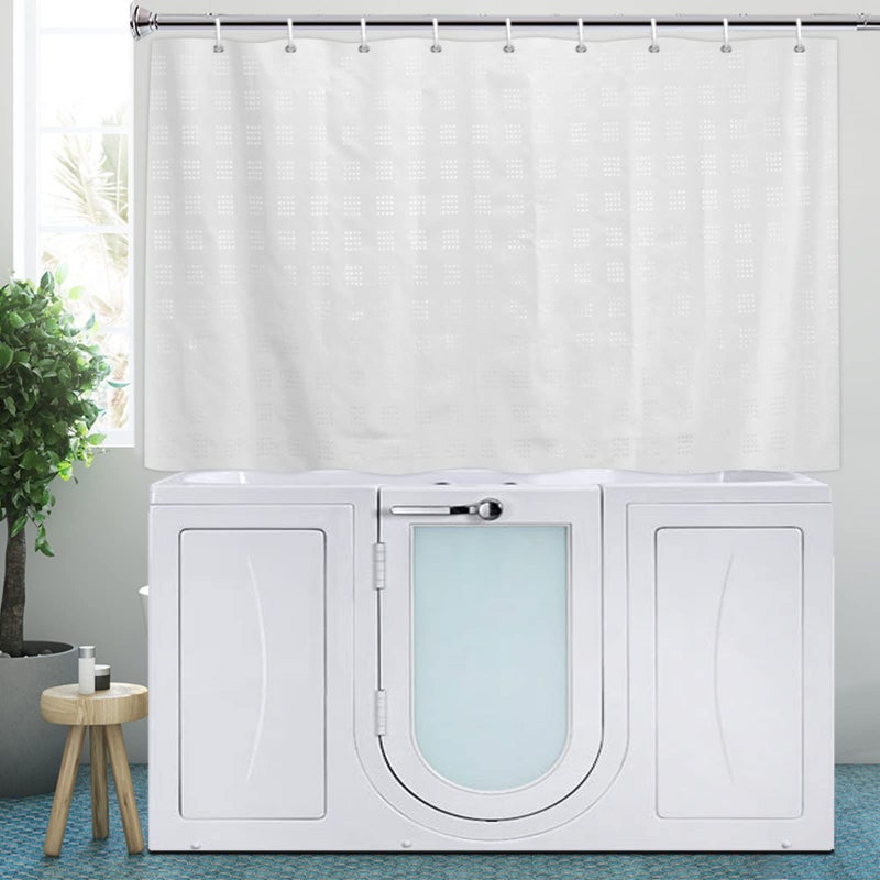 YISURE YISURE White Short Shower Curtain 40 inch Length Small Fabric Polyester Textured Bath Curtains Set for Bathroom Window with Plastic Hooks 70 W x40 L 
