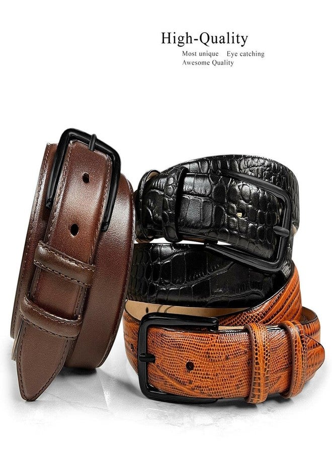 بيلتس.كوم حزام رسمي من جلد العجل الإيطالي الأصلي BS3208-BLK مع مشبك نحاسي صلب (أسود) بعرض 1-1/8 بوصة (30 مم) (أسود التمساح، 38) - Image 3