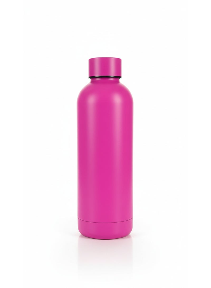 Smucci Flask, 500ml Insulated Stainless Steel Water Bottle, Double-Wall Vacuum, Pink and Doodle - Image 3