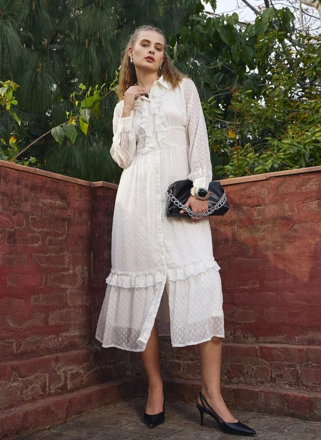 White Fit & Flare Midi Dress for Women