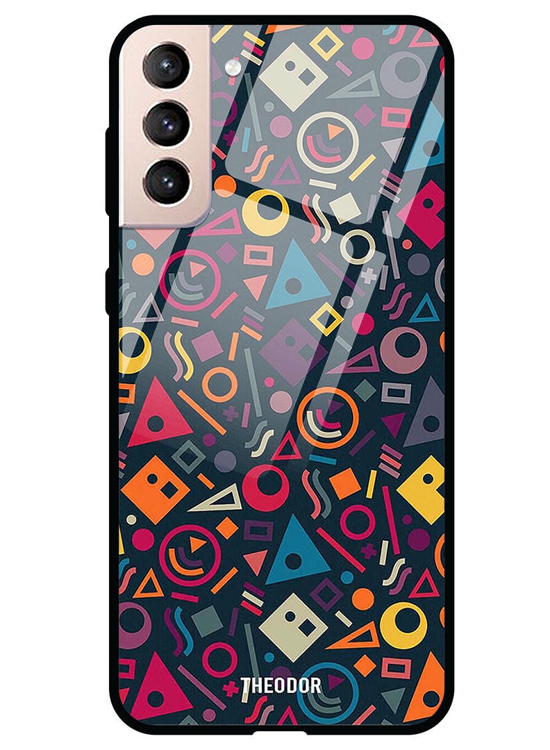 Theodor Protective Tempered Glass Case Cover Samsung Galaxy S21 PLUS  Shape Doodles - Image 1