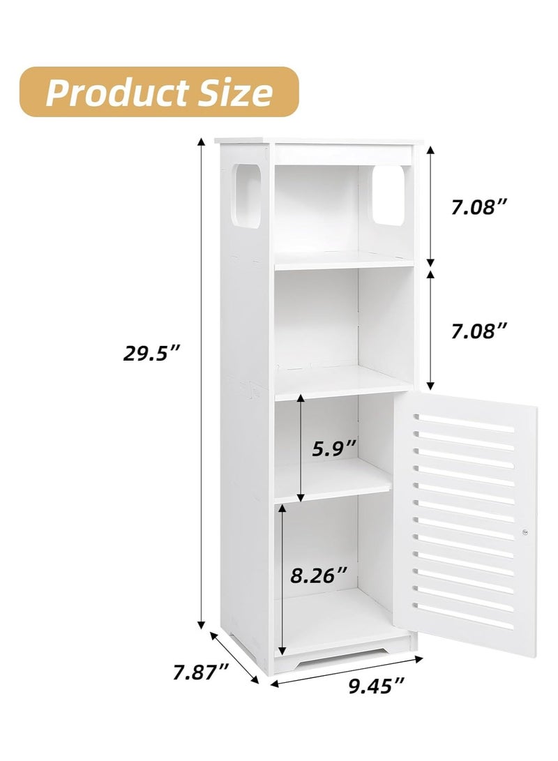 TPGP Bathroom Waterproof Cabinet,White Floor Standing Storage Cabinet Home StorageFurniture Shelf,Suitable for Toilet Bedroom Kitchen Living Room,75x22x20cm - Image 2