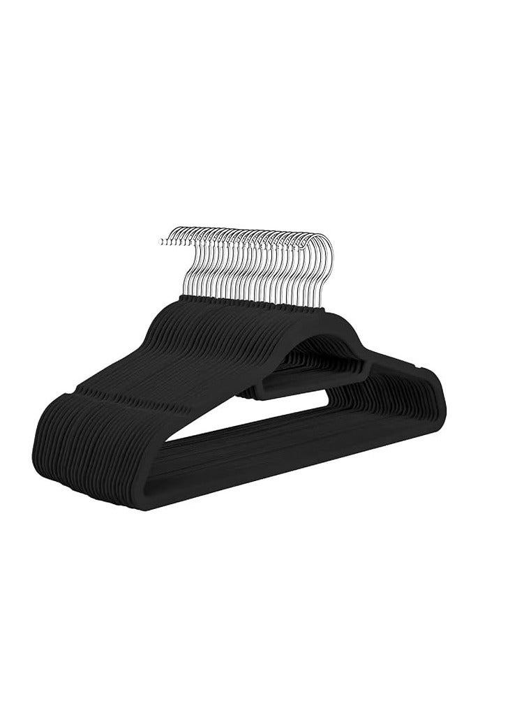 BLOOMING TIME 20Pcs Non Slip Felt Hangers Space Saving Clothes Hanger Velvet Hanger Heavy Duty Adult Hanger For Coat Suit Black