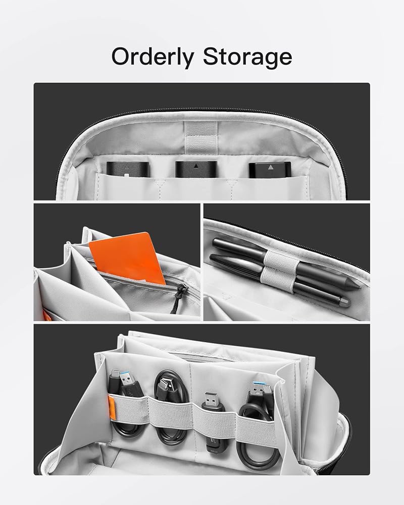 Excefore Electronics Organizer Travel Case - Waterproof Tech Pouch, Large Travel-Friendly Bag for Electronic Accessories, Cable, Cord, Charger, Phone - Ideal Tech Organizer for On-the-Go - Image 5