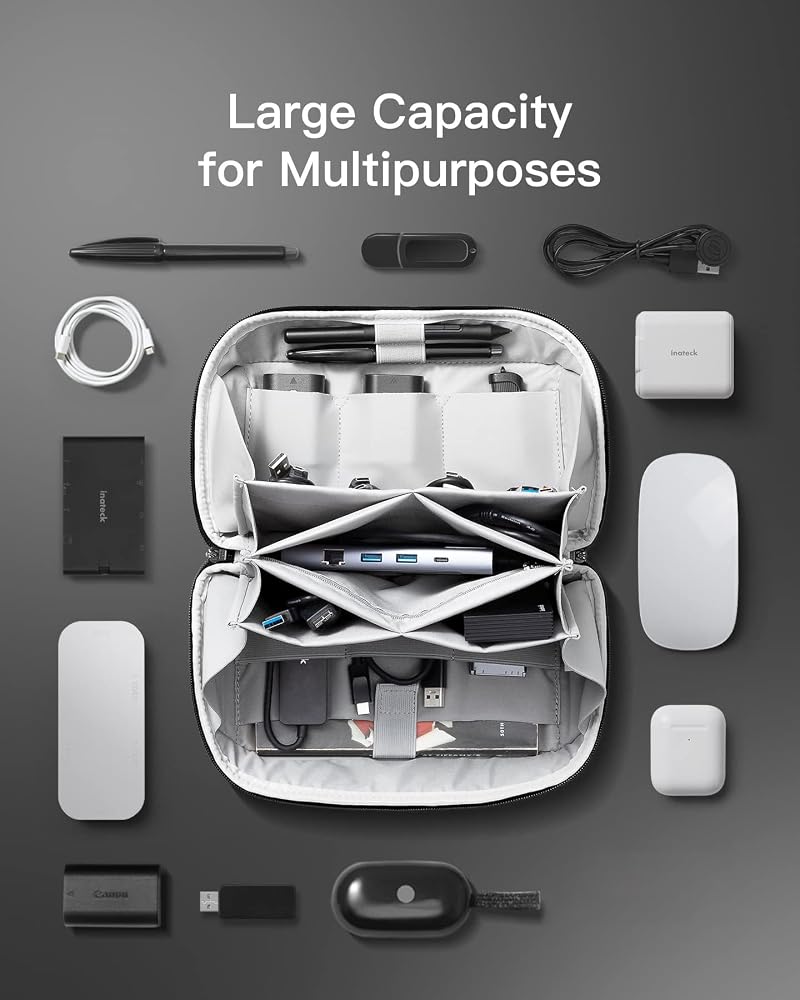 Excefore Electronics Organizer Travel Case - Waterproof Tech Pouch, Large Travel-Friendly Bag for Electronic Accessories, Cable, Cord, Charger, Phone - Ideal Tech Organizer for On-the-Go - Image 4