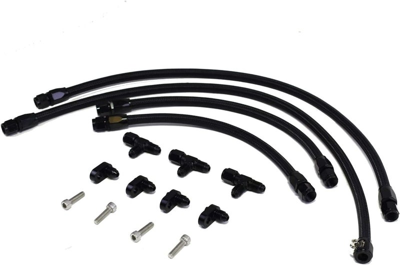 A-Team Performance LS LSX LS1 LS2 LS6 LM7 Steam Vents Kit with Hardware and Hoses -4 AN Complete Coolant Crossover Black - Image 3