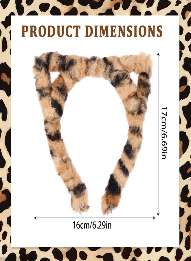 ANBALA 2Pcs Cheetah Ears Headband for Women Girls Furry Cat Hairbands Leopard Ears Headband - Image 2