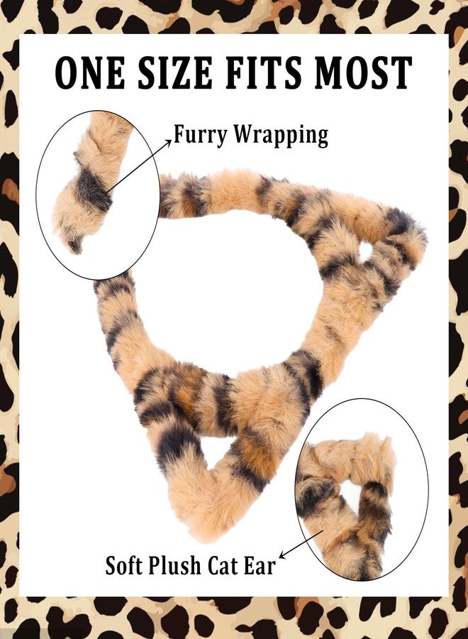 ANBALA 2Pcs Cheetah Ears Headband for Women Girls Furry Cat Hairbands Leopard Ears Headband - Image 3