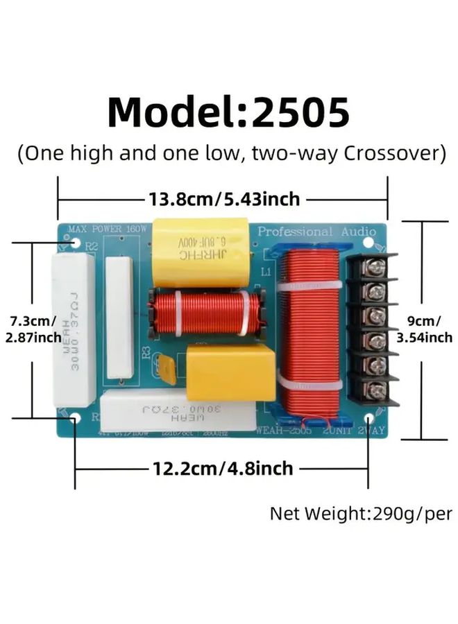 High Fidelity 200W Peak Power Audio Two Way Crossover For DIY Speaker Upgrade Hifi Sound Quality Solder Free Easy Install - Image 2