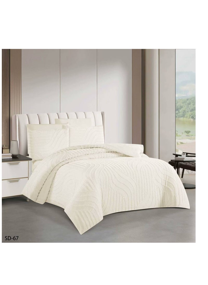 BAIG Microfiber Embroidered Soft Quality Comforter Bedding set-King Size 6Pcs 1-PC fitted bedsheet 200 * 200cm,1-PCS Comforter 220 * 240 fixed, 4PCS Super Soft Pillowcases 