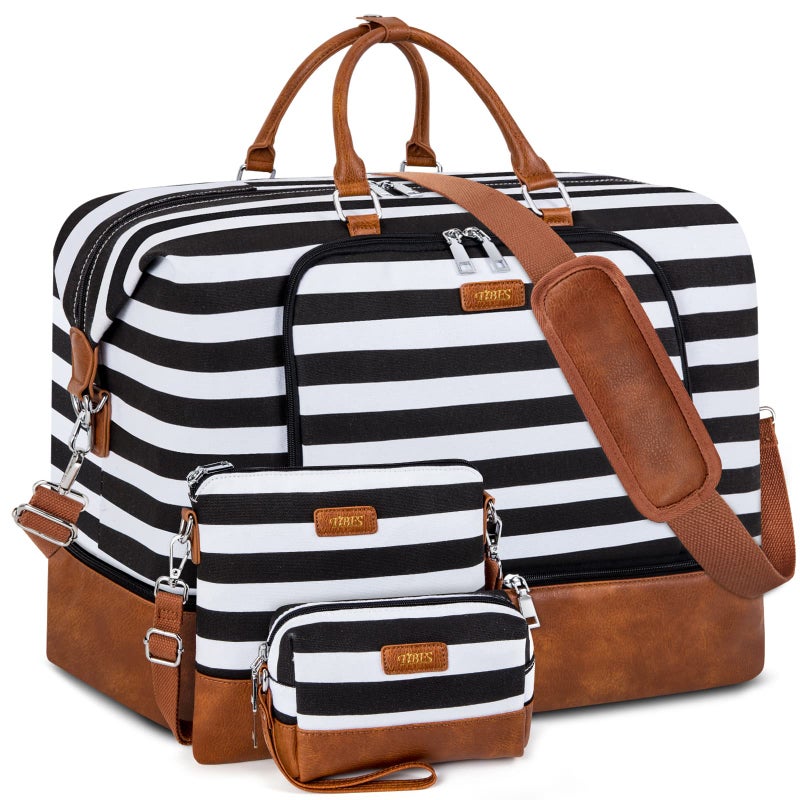 TIBES Travel Weekender Bag for Women, 21" Overnight Bag with Shoe Compartment 50L Large Travel Duffel Bag Carry On Tote for Weekend, Overnight, Business Trips, Water Resistant - Image 1