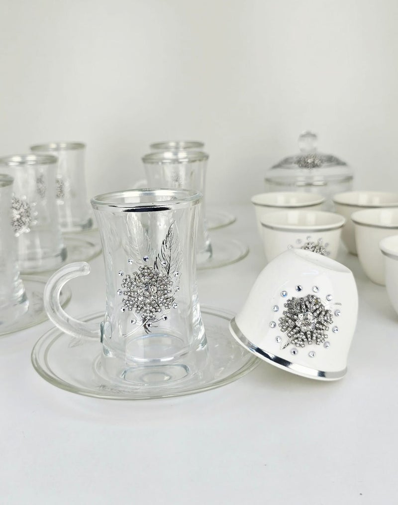 Damanhoor Thermos Set 22Piece 6Tea Cup With 6Soucer 6Cawa Cup 1Sugar Bowl  2Thermos 1Tray - Image 3