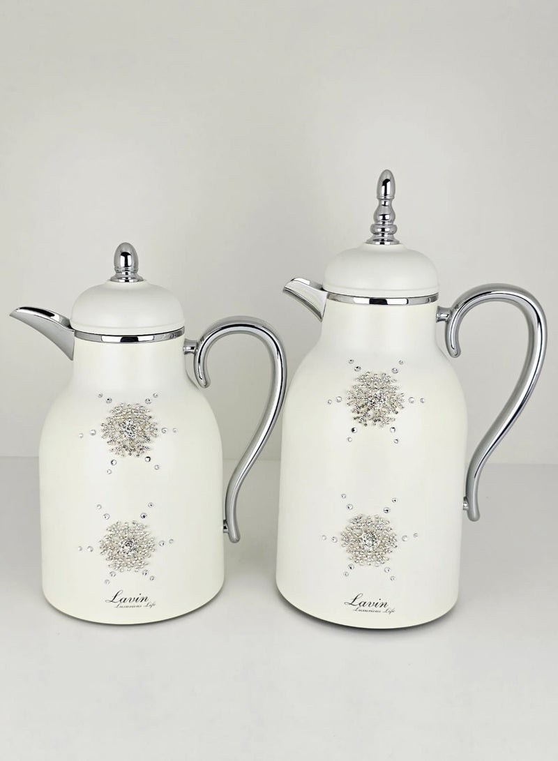 Damanhoor Thermos Set 22Piece 6Tea Cup With 6Soucer 6Cawa Cup 1Sugar Bowl  2Thermos 1Tray - Image 2
